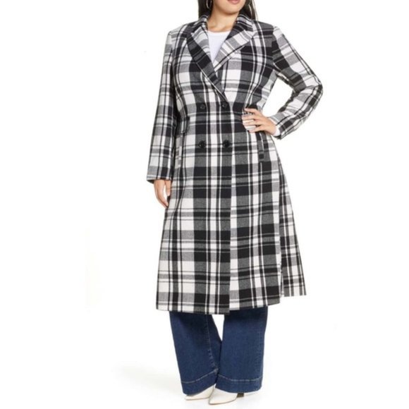 Halogen Double Breasted Check Coat -Plus Size NWT - Picture 1 of 8